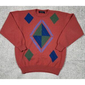 Pringle Of Scotland‎ Sweater Mens Medium Geometric Argyle Pure New Wool Read